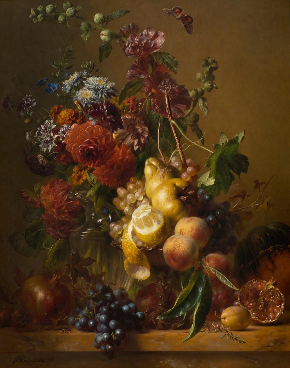 Hendrik Reekers comparable auction result: hendrik reekers dutch 1815 1854 a still life with dahlias hollyhocks a