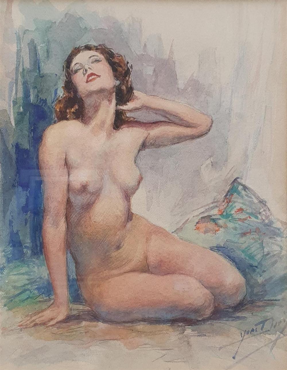 Yves Diey comparable auction result: yves diey french 1892 1984 untitled nude woman watercolour signed lower right 33 5 x 26 cm framed 49 x 41 cm provenance e