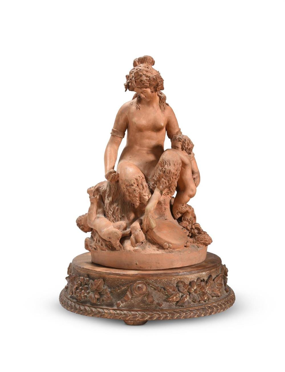 Charles Jonchery comparable auction result: charles jonchery a terracotta classical group depicting a female faun playing with two cherubs