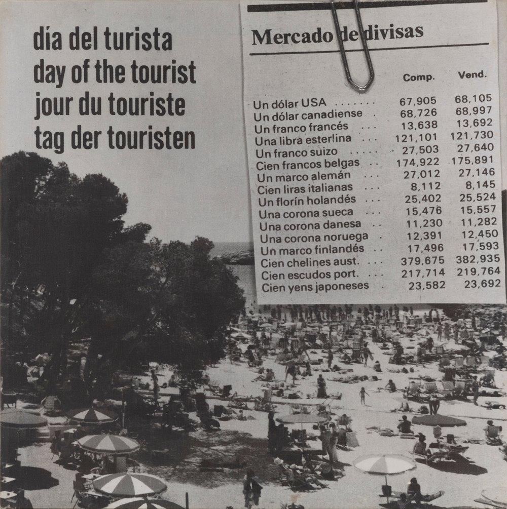 Joan Rabascall comparable auction result: joan rabascall barcelona 1935 tourist s day series spain is different 1976 emulsioned canvas signed titled and dated on the back