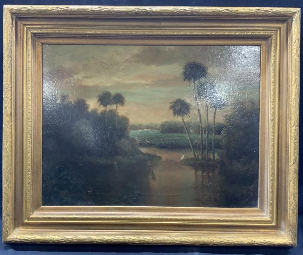 A. (1869) Wilson comparable auction result: a wilson framed sunset riverside oil painting