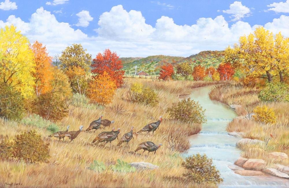 Manuel Garza comparable auction result: manuel garza b 1940 autumn turkeys 24 x 36