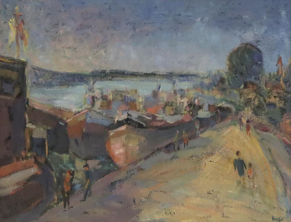 Mario Russo comparable auction result: mario russo italian 1925 2000 painting impressionist street scene