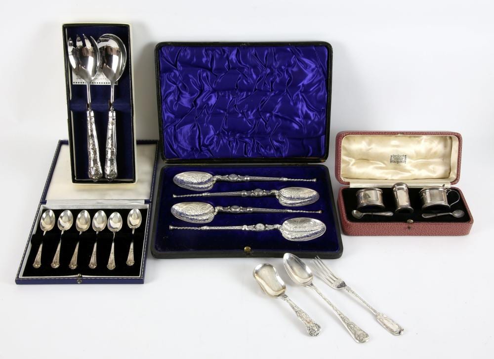 Laura Waring comparable auction result: cased set of four edward vii anointing spoons by w