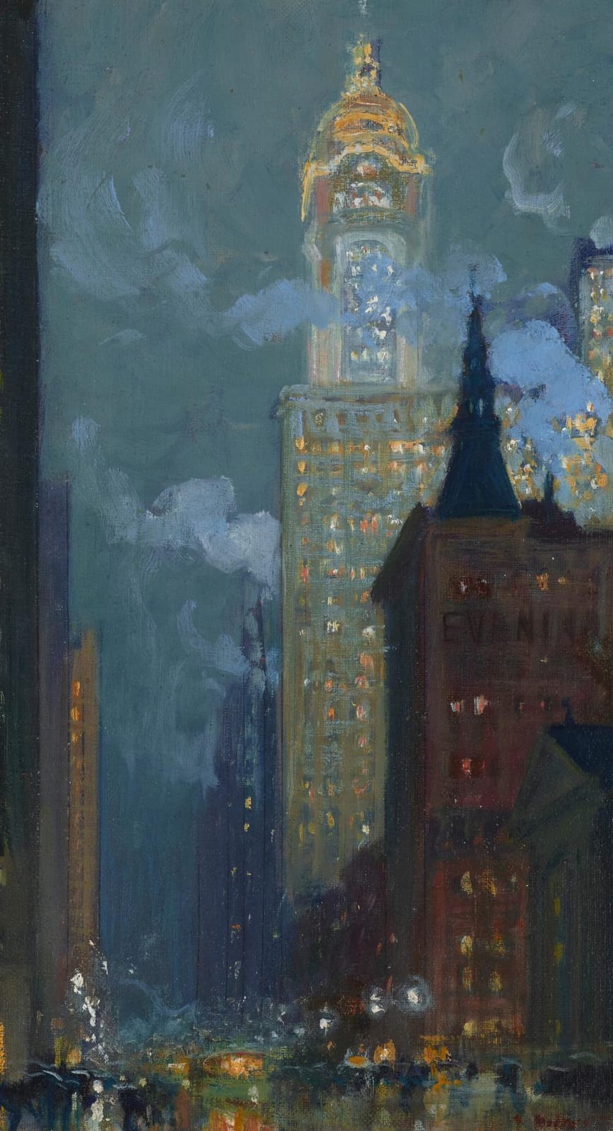 Charles Vezin comparable auction result: charles vezin 1858 1942 singer building at night oil on canvas 18 x 10