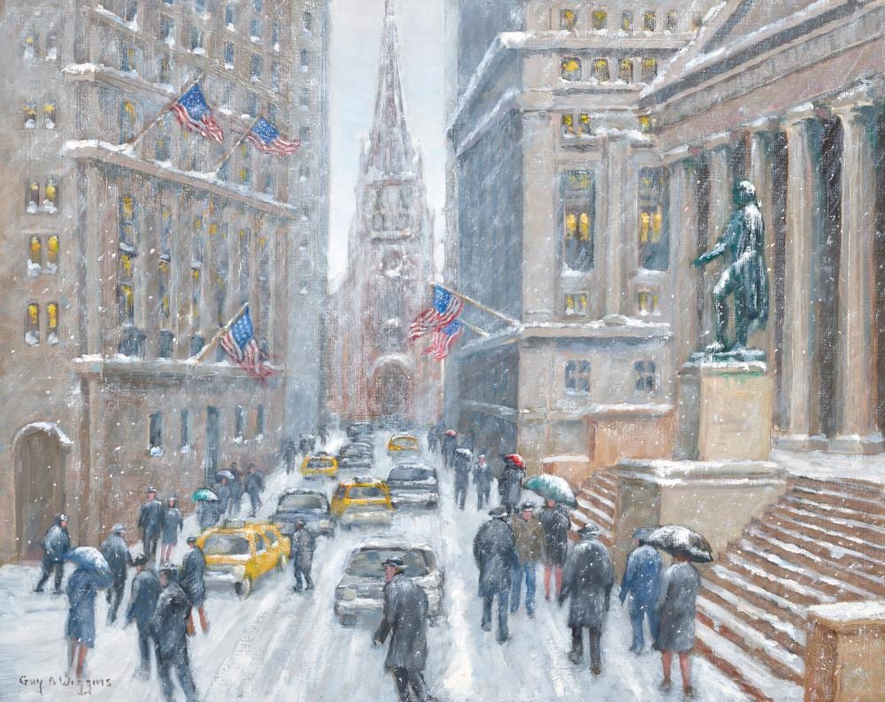 Guy Arthur Wiggins comparable auction result: guy arthur wiggins 1920 2020 winter on the street wall st looking we