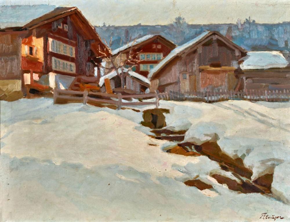 Franz Elmiger comparable auction result: franz elmiger ermensee 1882 1934 luzern winter auf hasliberg