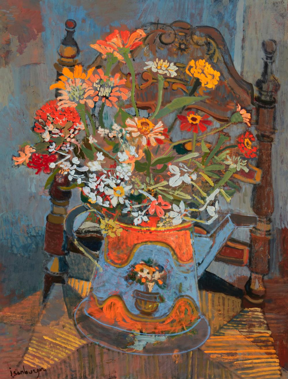 Eric Isenburger comparable auction result: eric isenburger 1902 1994 zinnias in blue water can 1970