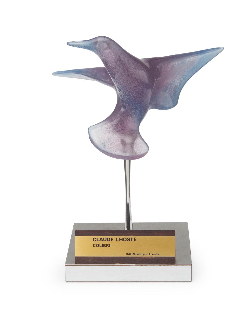 Claude Achille Lhoste comparable auction result: claude l hoste 1929 2009 a colibri p te de verre sculpture for daum late 20th century nancy france