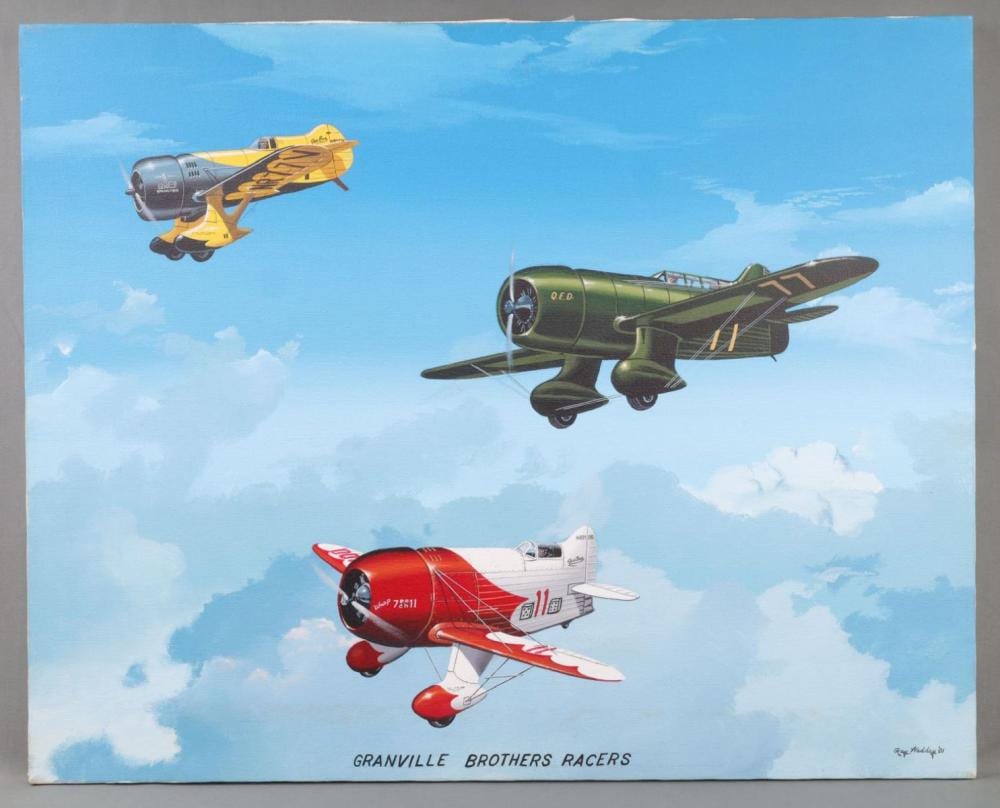 ray waddey oil painting gransille racers in flight · Affiliated Auctions & Realty LLC · 2024-10-09 Ray Waddey comparable auction result: ray waddey oil painting gransille racers in flight
