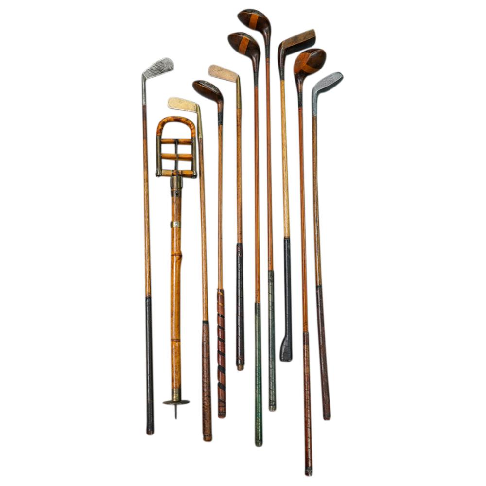(10 Pc) Ex Bernie Madoff Estate Vintage Golf Clubs & Golf Chair sold by Akiba Galleries, lot 311 — auction record photograph