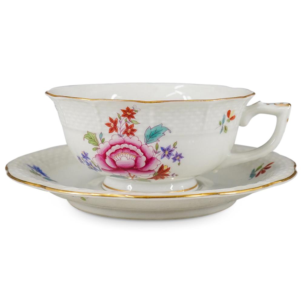 Herend Porcelain Tea Cup & Saucer sold by Akiba Galleries, lot 445 — auction record photograph