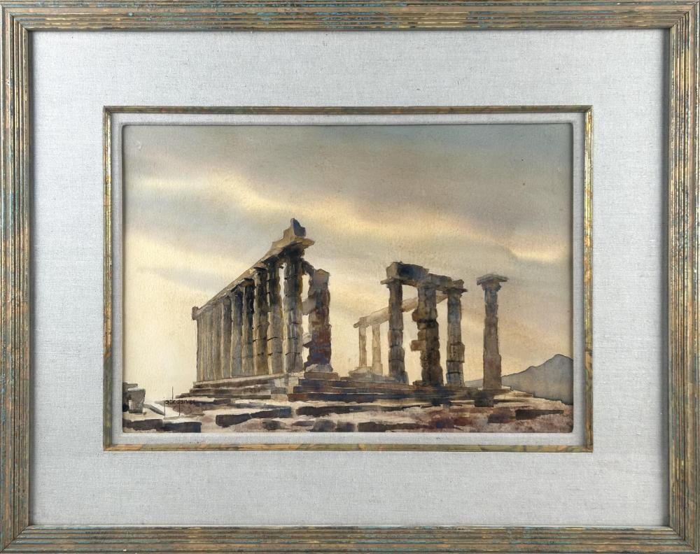r jack garver maryland massachusetts 1925 2021 the parthenon watercolor on paper 13 x 19 sight framed 24 x 30 · Eldred's · 2024-10-16 Jack Garver comparable auction result: r jack garver maryland massachusetts 1925 2021 the parthenon watercolor on paper 13 x 19 sight framed 24 x 30
