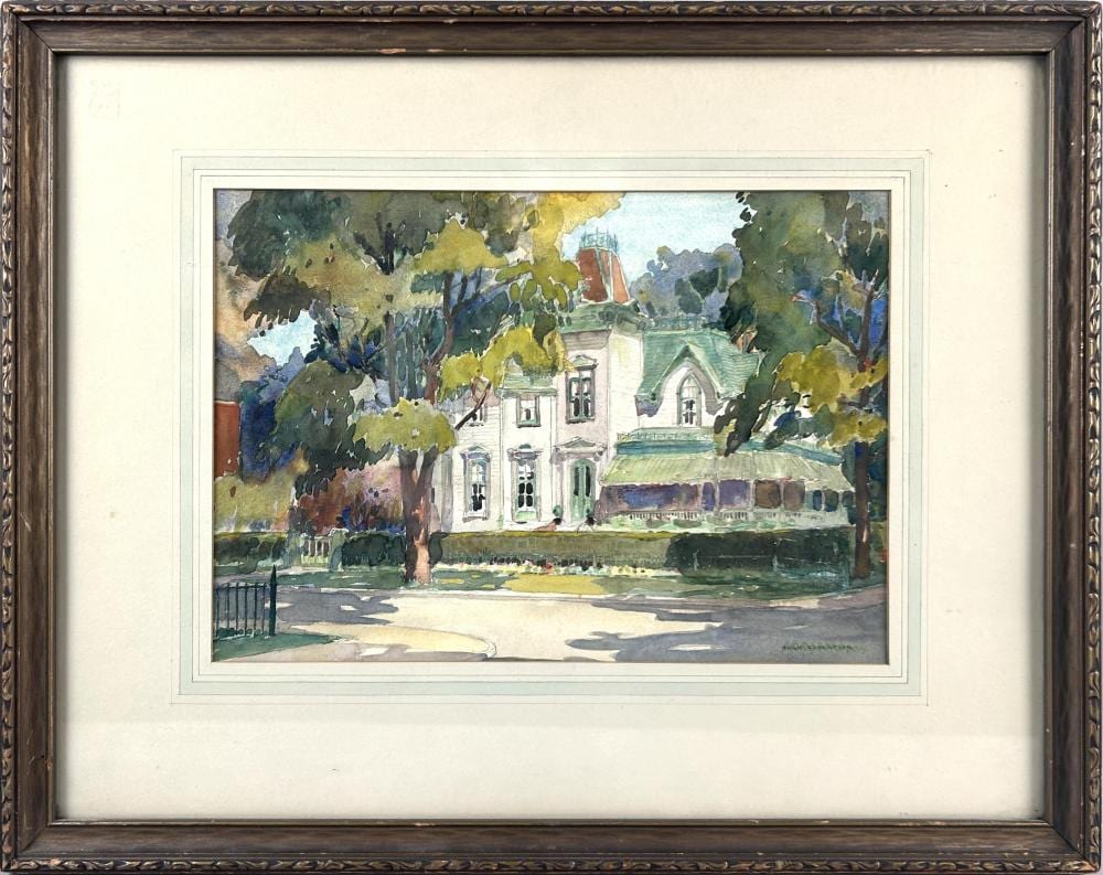 Hugh Douglas Robertson comparable auction result: hugh douglas robertson canada 1900 1996 a stately house on the corner of a street watercolor on paper 10 x 14 sight framed 17 5 x 22