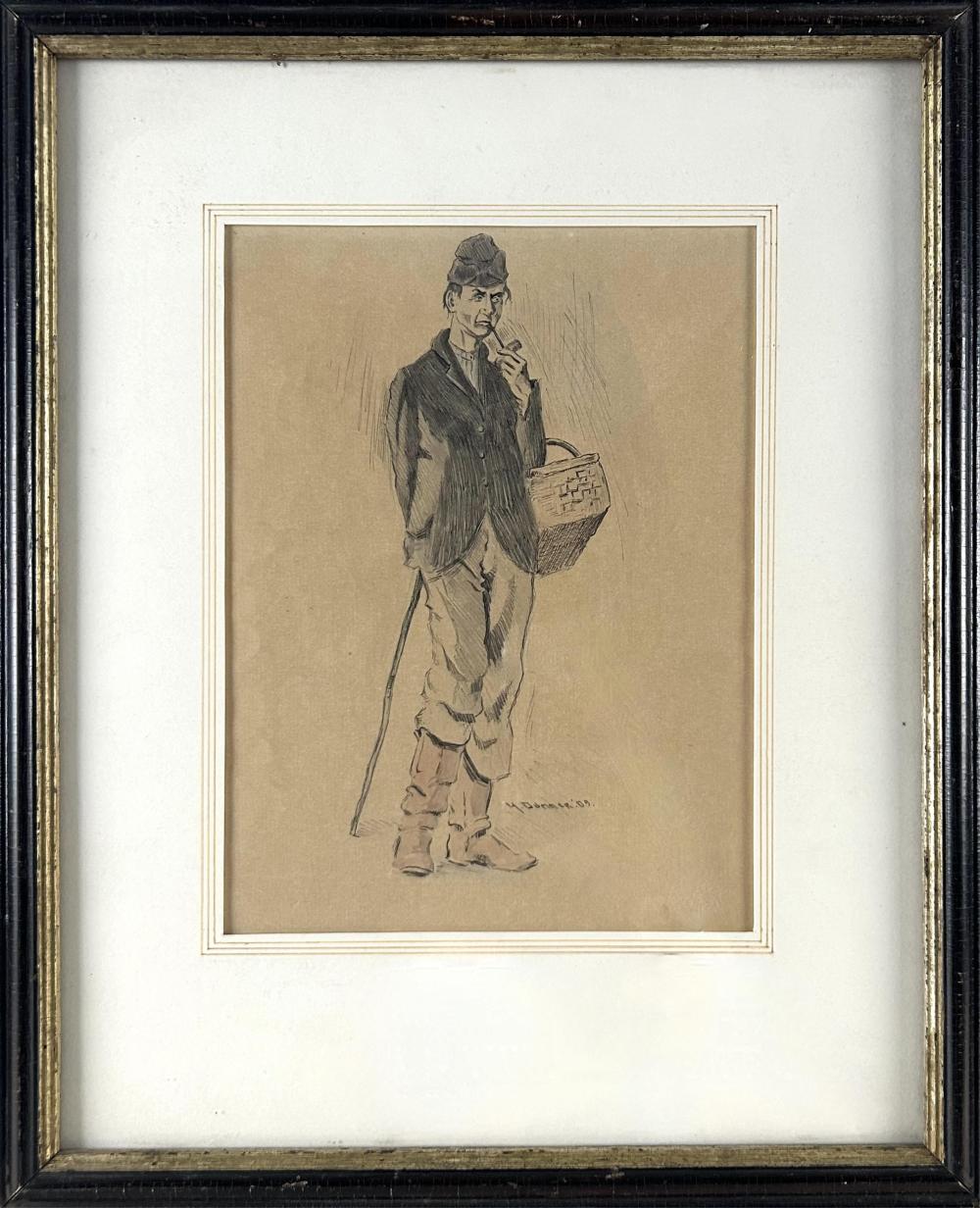 H. Boylston Dummer comparable auction result: h boylston dummer massachusetts 1878 1945 a man smoking a pipe and holding a basket and walking stick watercolor 9 x 6 75 sight framed 15 75 x 13