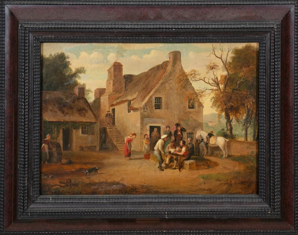 Alexander Carse comparable auction result: alexander carse scottish circa 1770 1843 figures in a courtyard signed and dated 1818 with wax collection mark verso oil on oak panel 31 x 41 5cm