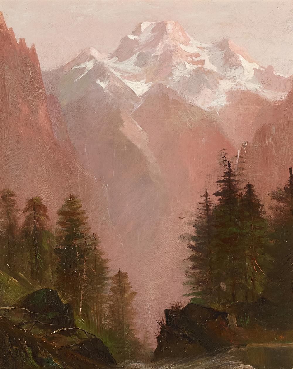 Edwin Deakin comparable auction result: edwin deakin american 1838 1923 mountain gorge in the sierras 17 1 4 x 14in 43 1 x 35 5cm