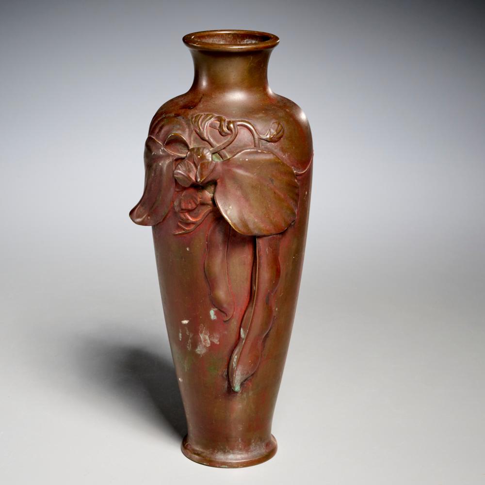 Japanese Meiji bronze relief vase sold by Millea Bros Ltd, lot 2358 — auction record photograph