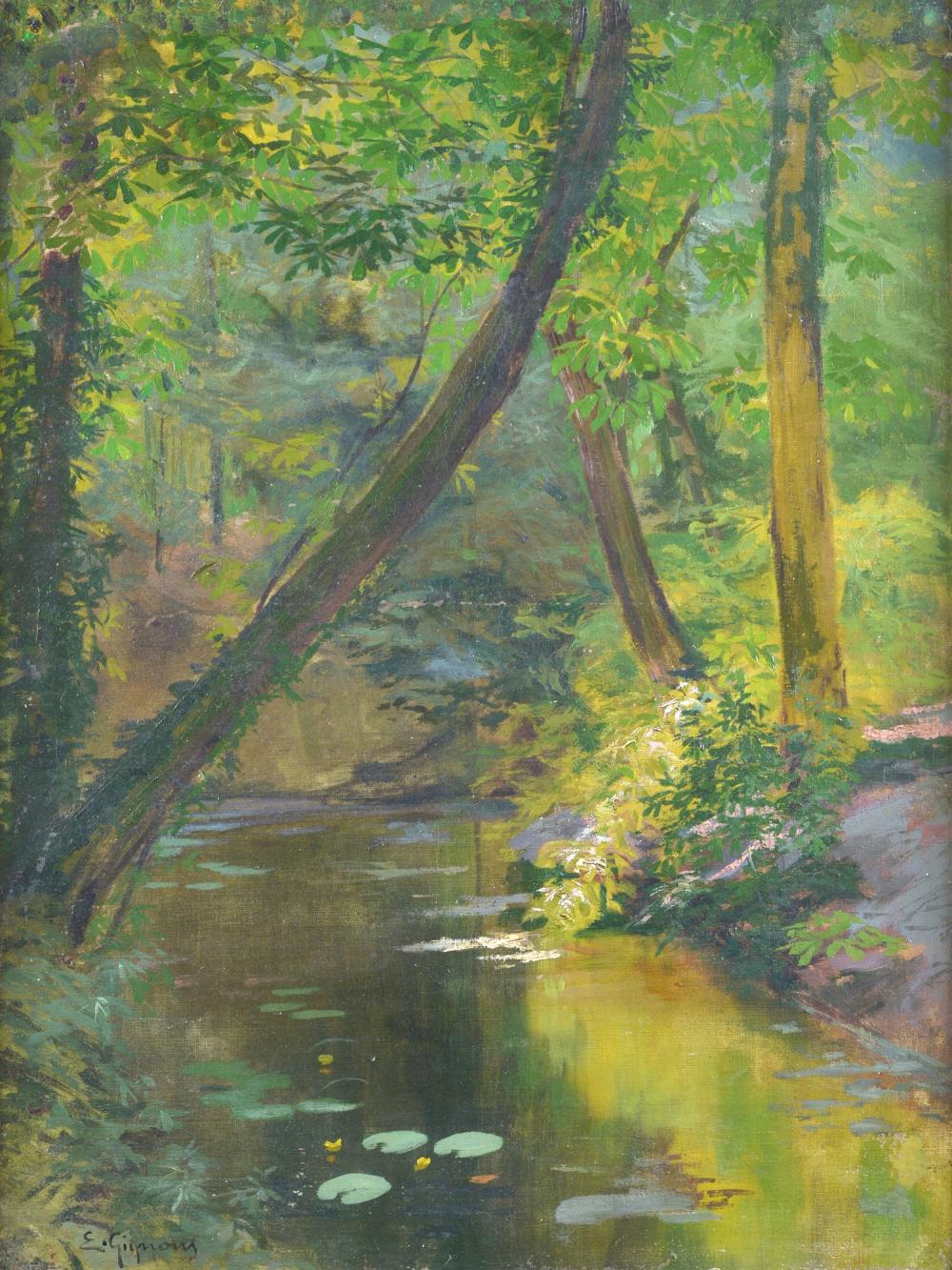 Eugenio Gignous comparable auction result: eugenio gignous milano 1850 1906 ruscello nel bosco