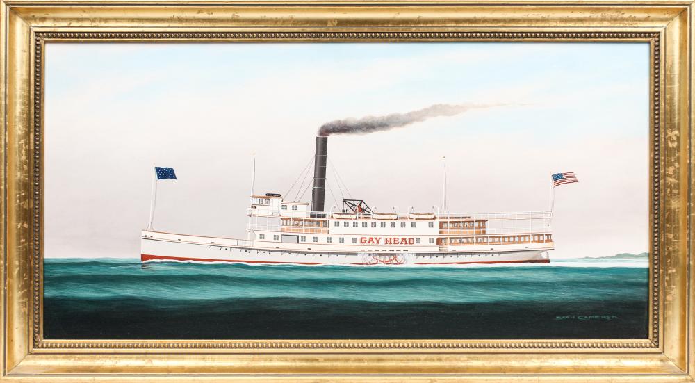 Scott Cameron comparable auction result: scott cameron american de b 1946 steamboat gay head oil painting nantucket interest