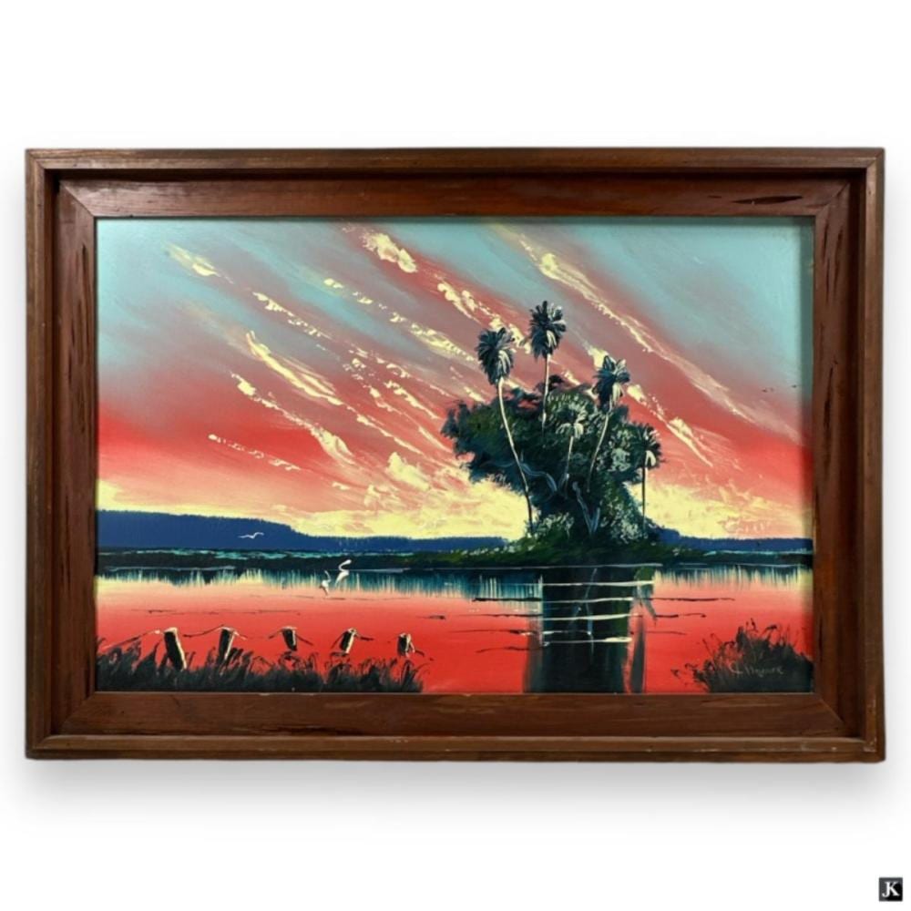 John Maynor comparable auction result: john maynor oil board florida fire sky sunrise