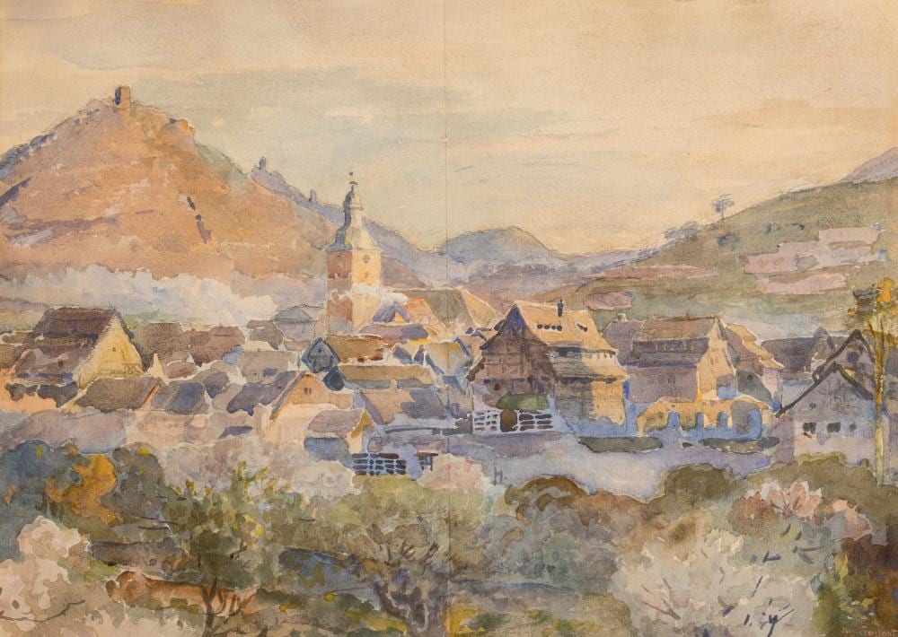 august croissant 1870 edenkoben 1941 landau watercolor · Henry's Auktionshaus · 2024-10-26 August Croissant comparable auction result: august croissant 1870 edenkoben 1941 landau watercolor
