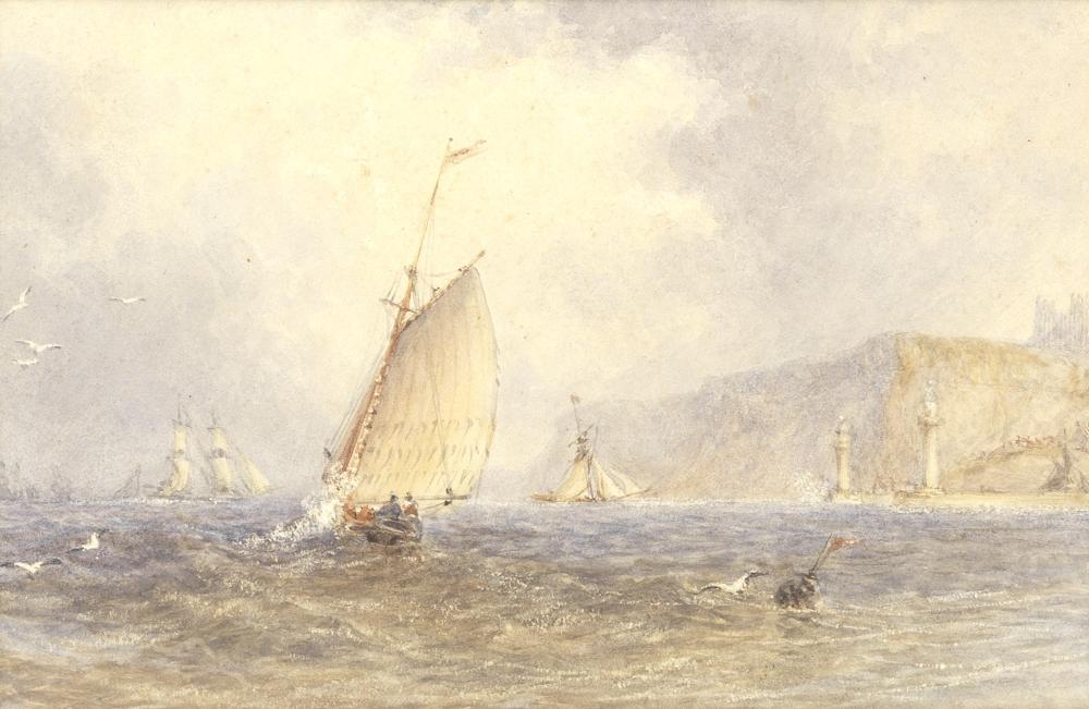 George Weatherill comparable auction result: george weatherill british 1810 1890 sailing off whitby beached vessel at low tide whitby a pair