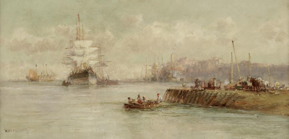 William Edward Webb comparable auction result: william edward webb british 1862 1903 a harbour scene possibly peel isle of man