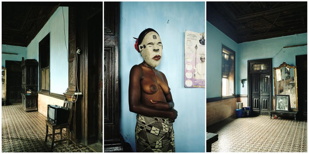 Leonce Raphael Agbodjelou comparable auction result: leonce raphael agbodjelou benin born 1965 untitled triptych demoiselles de porto novo series 2012 180 x 130cm 70 7 8 x 51 3 16in each 3