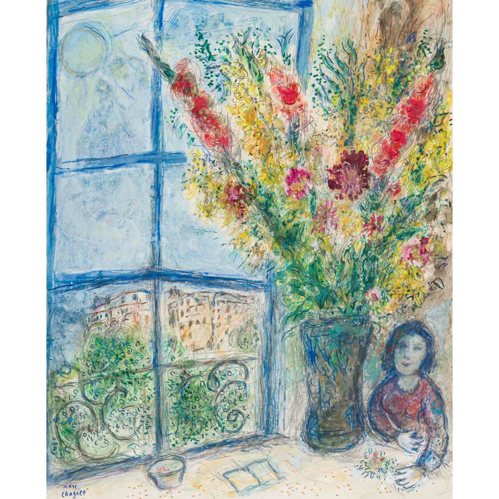 Marc Chagall; Russian/French 1887-1985; La Fenêtre à Paris (The Window in Paris) comparable sale