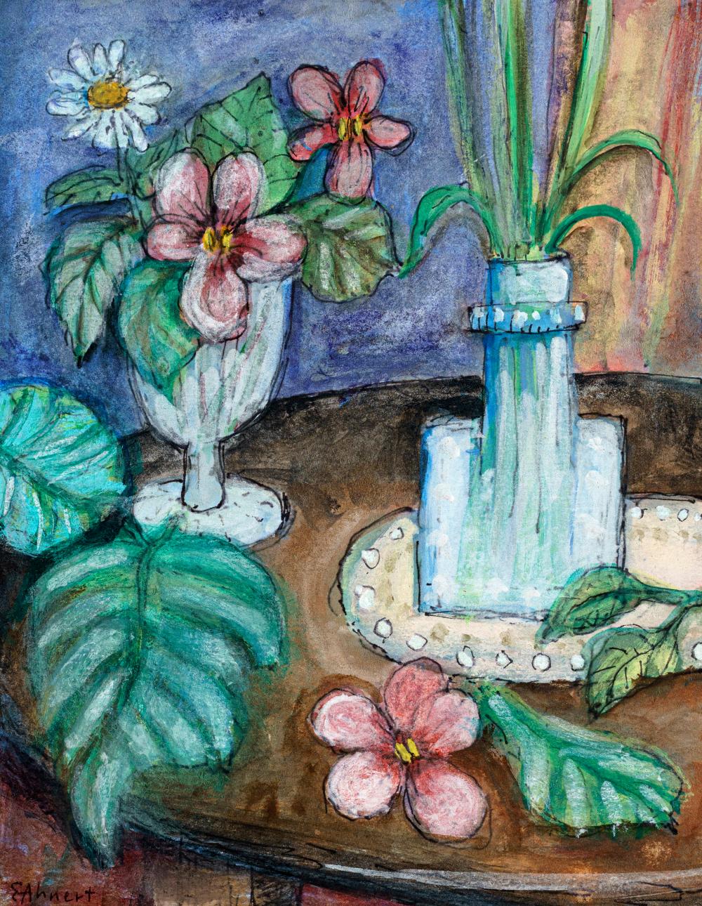 Elisabeth Ahnert comparable auction result: elisabeth ahnert stillleben mit veilchen wohl 1950 s