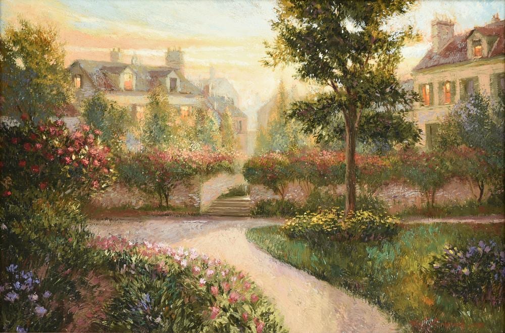 Nenad Mirkovich comparable auction result: nenad mirkovich serbian american b 1951 a painting houses by the park 1996