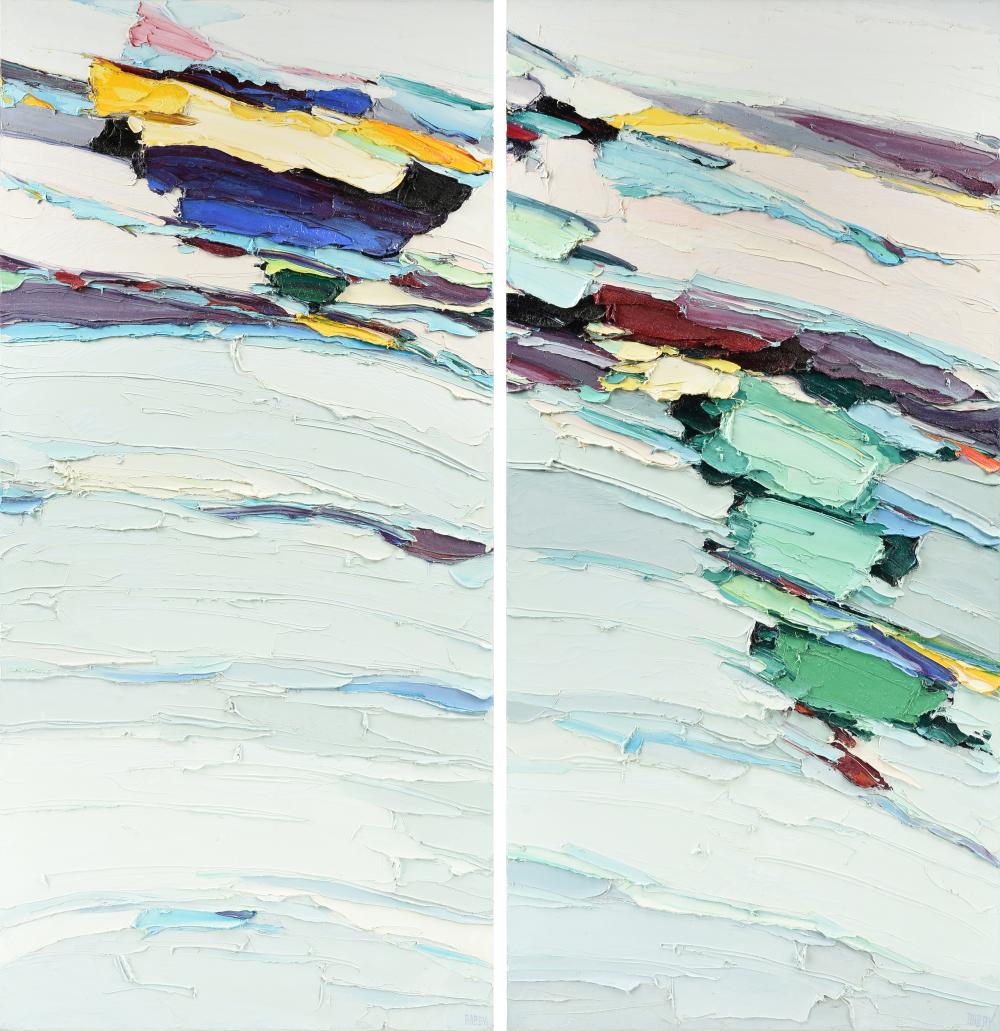 Jim Rabby comparable auction result: jim rabby american texas b 1947 a diptych painting abstract with thick impasto circa late 20th century