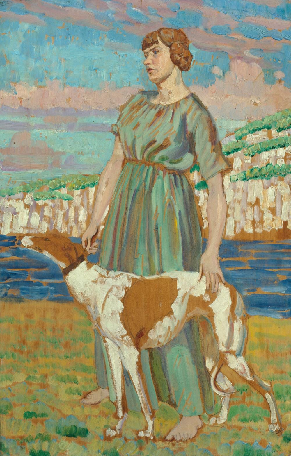 Derwent Lees comparable auction result: derwent lees 1884 1931 portrait of elizabeth lipczinski with her dog fa