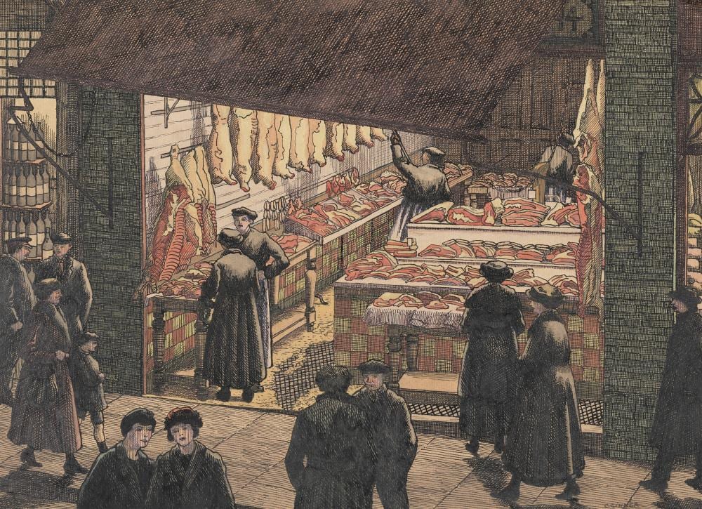 Charles Ginner comparable auction result: charles ginner 1878 1952 high class butchers ink and watercolour on pap
