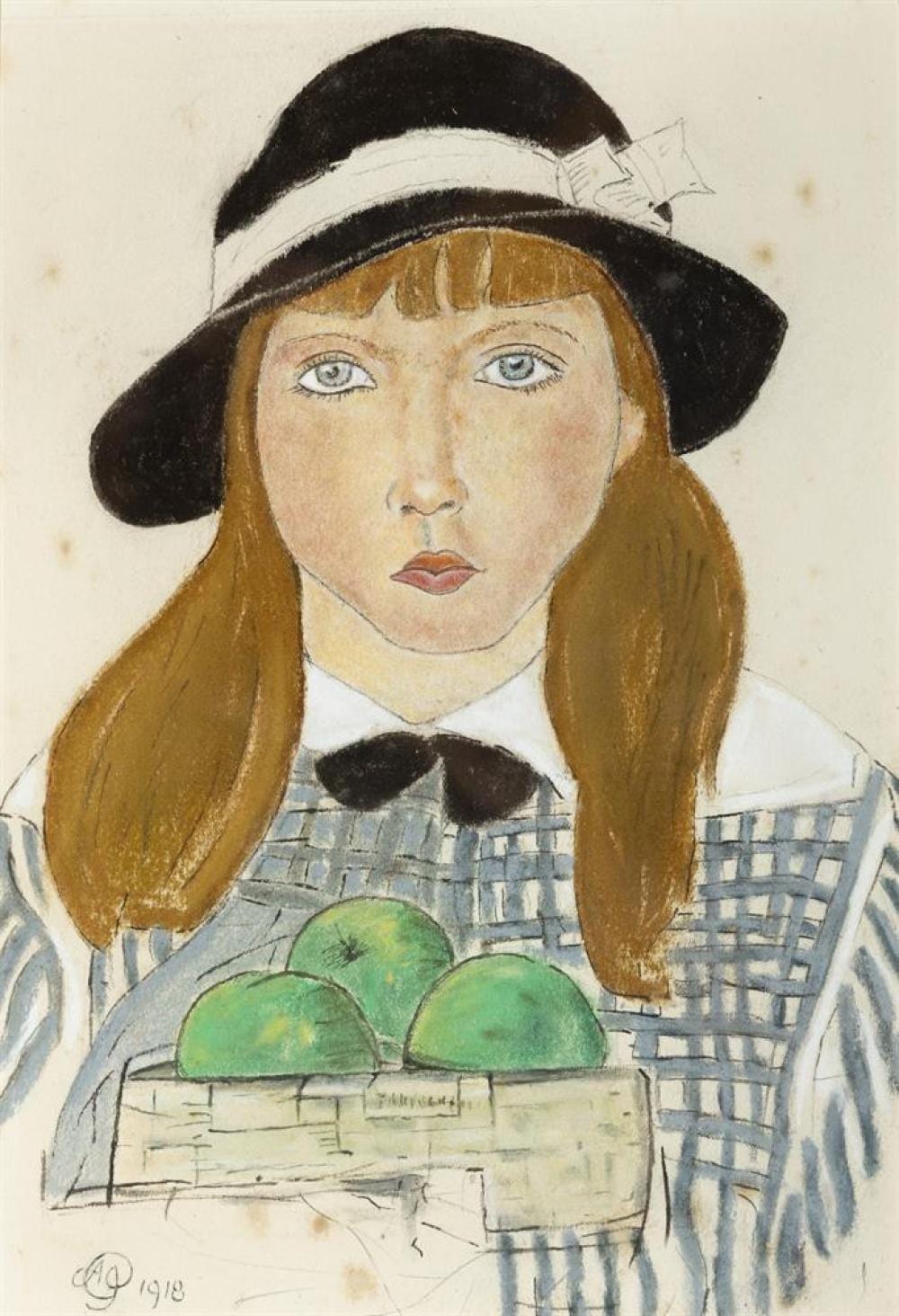Arthur Joseph Gaskin comparable auction result: arthur joseph gaskin 1862 1928 girl with apples pastel 25cm x 17cm monogrammed and dated 1918