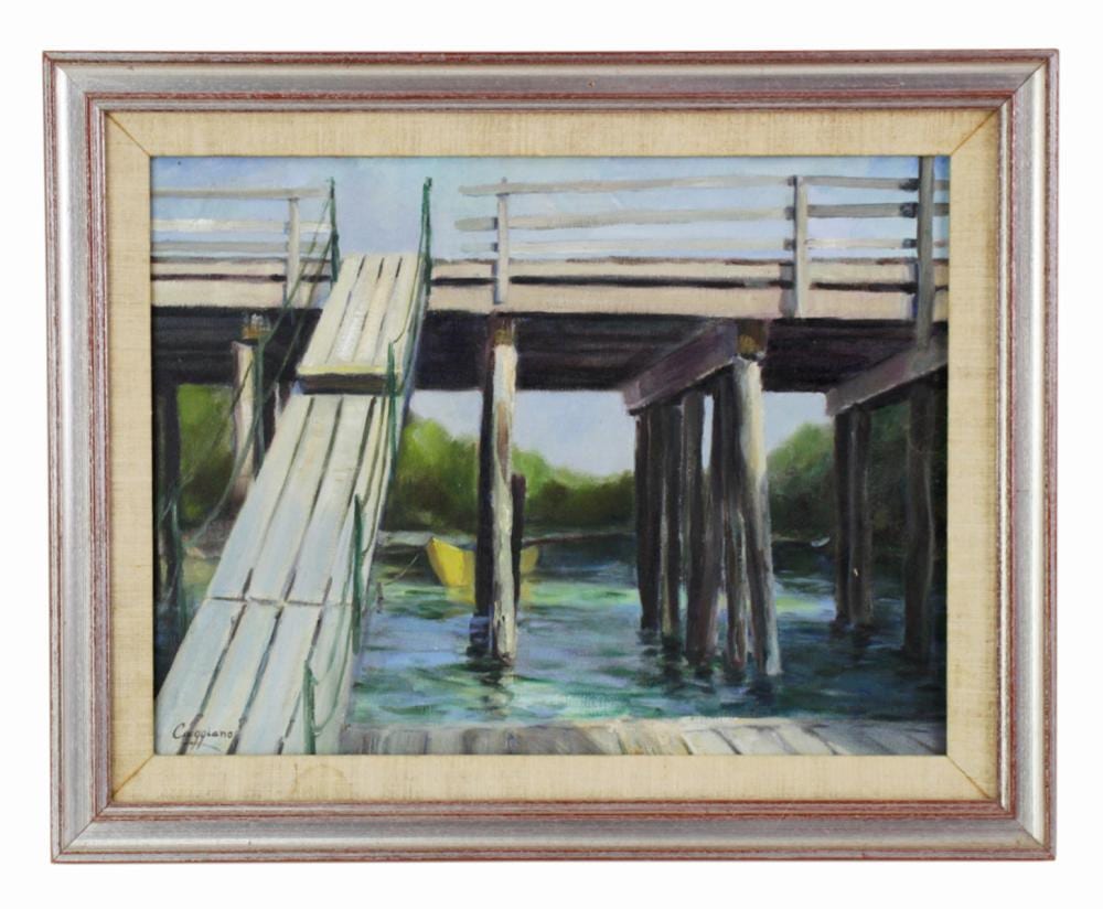 John Caggiano comparable auction result: john caggiano annisquam bridge oil on canvas