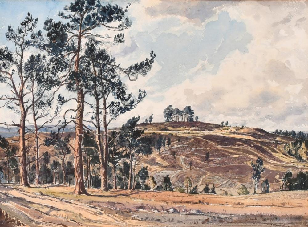 Claude Muncaster comparable auction result: claude muncaster 1903 1974 the camel ashdown forest watercolour signed with artist s label on backing
