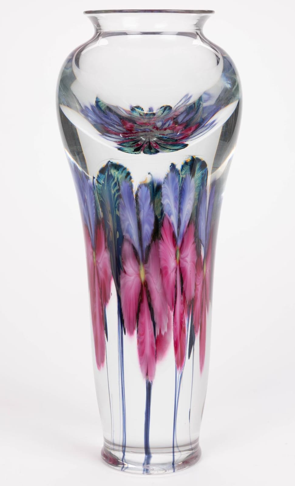 Daniel Lotton comparable auction result: daniel lotton american b 1963 pansies studio art glass vase