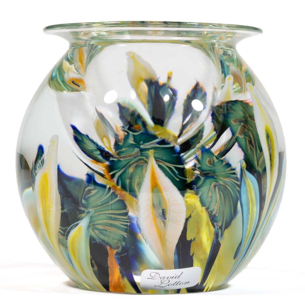 Daniel Lotton comparable auction result: daniel lotton american b 1963 floral studio art glass paperweight vase