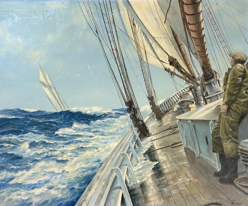 Richard Loud comparable auction result: richard loud 1942 rough seas oil on canvas 30 x 36 36 x 42 framed