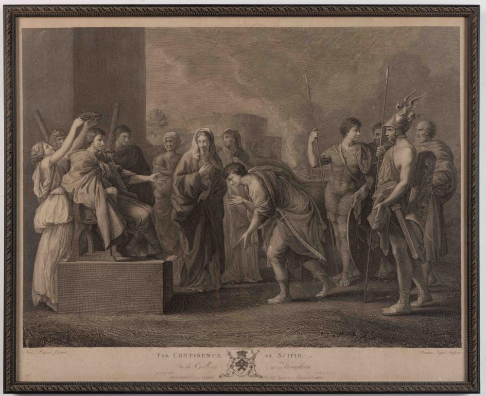 Francis Legat comparable auction result: francis legat scottish 1755 1809 after nicolas poussin french 1594 1665 the continence of scipio engraving