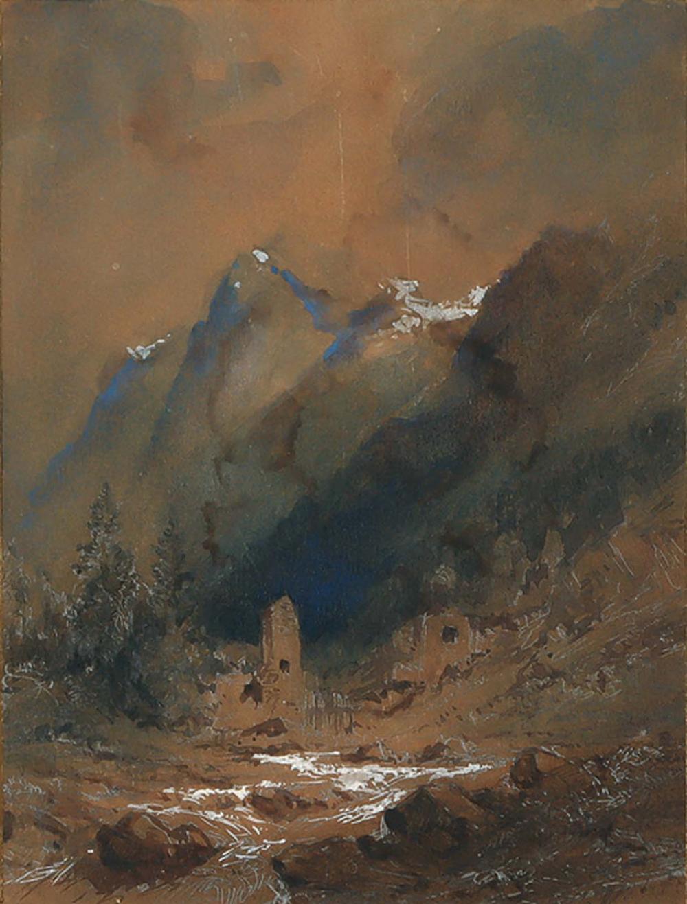Theodor Verhas comparable auction result: theodor verhas alpenl ndischer gebirgsbach mit ruinen