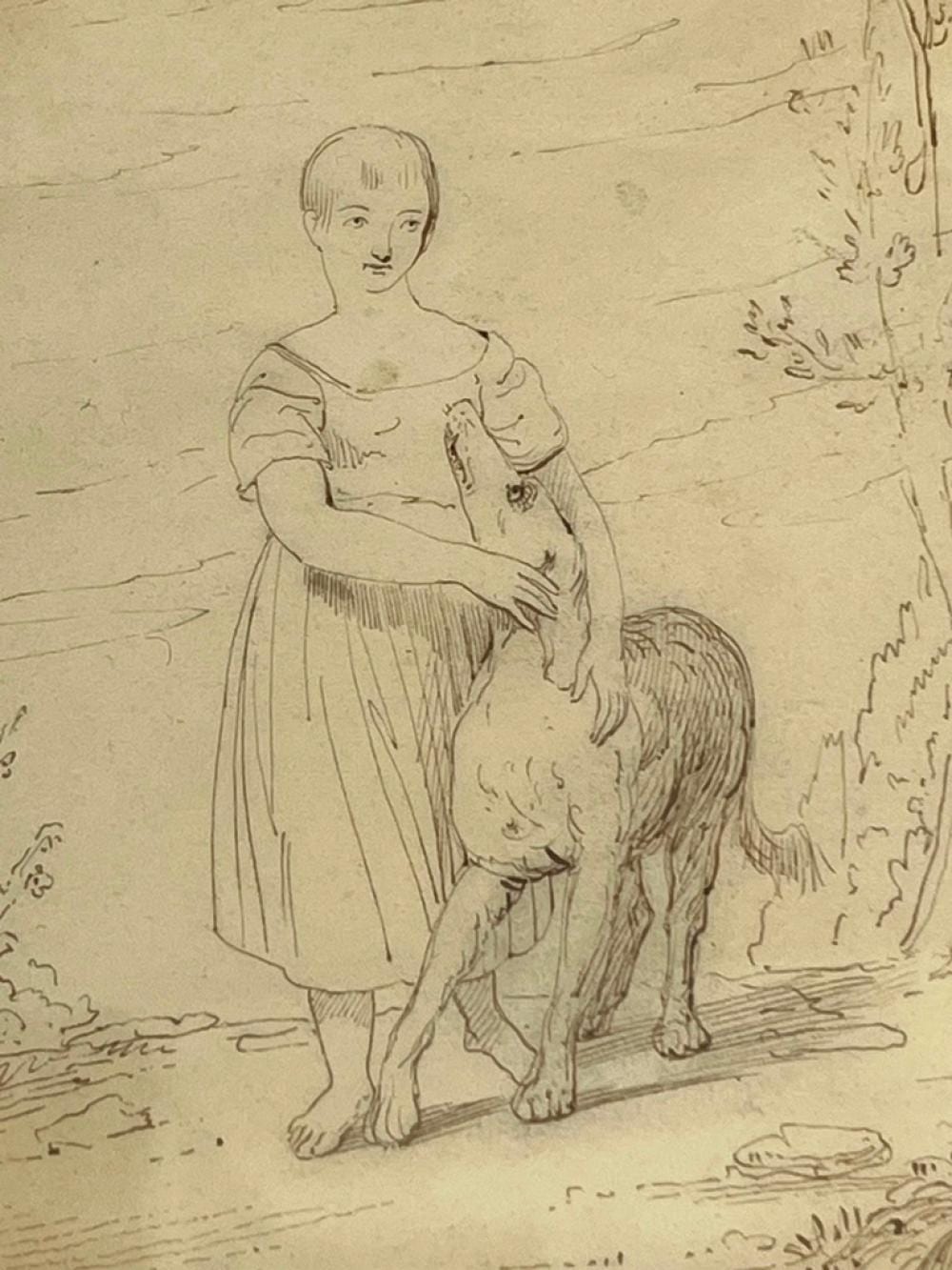 john gadsby chapman american 1808 1889 girl with dog sepia ink sketch on paper sketch of finished painting from chapman s notebo · Sloans & Kenyon · 2024-10-17 John Gadsby Chapman comparable auction result: john gadsby chapman american 1808 1889 girl with dog sepia ink sketch on paper sketch of finished painting from chapman s notebo