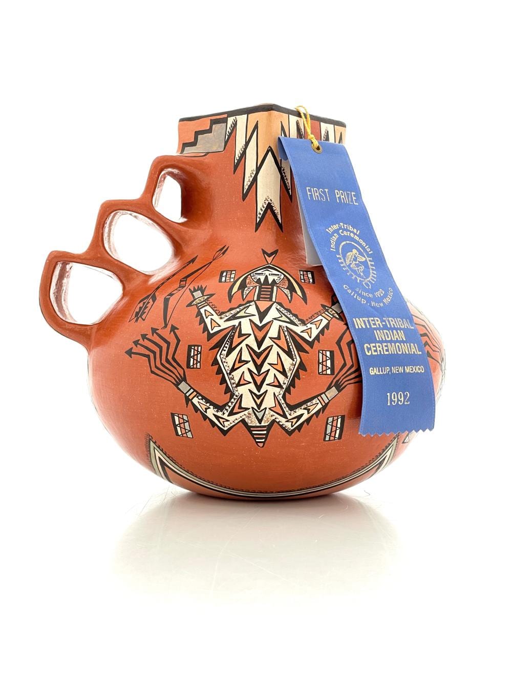 Lucy Leuppe McKelvey comparable auction result: award winner lucy leuppe mckelvey horned toads of antway chant polychrome pottery jar