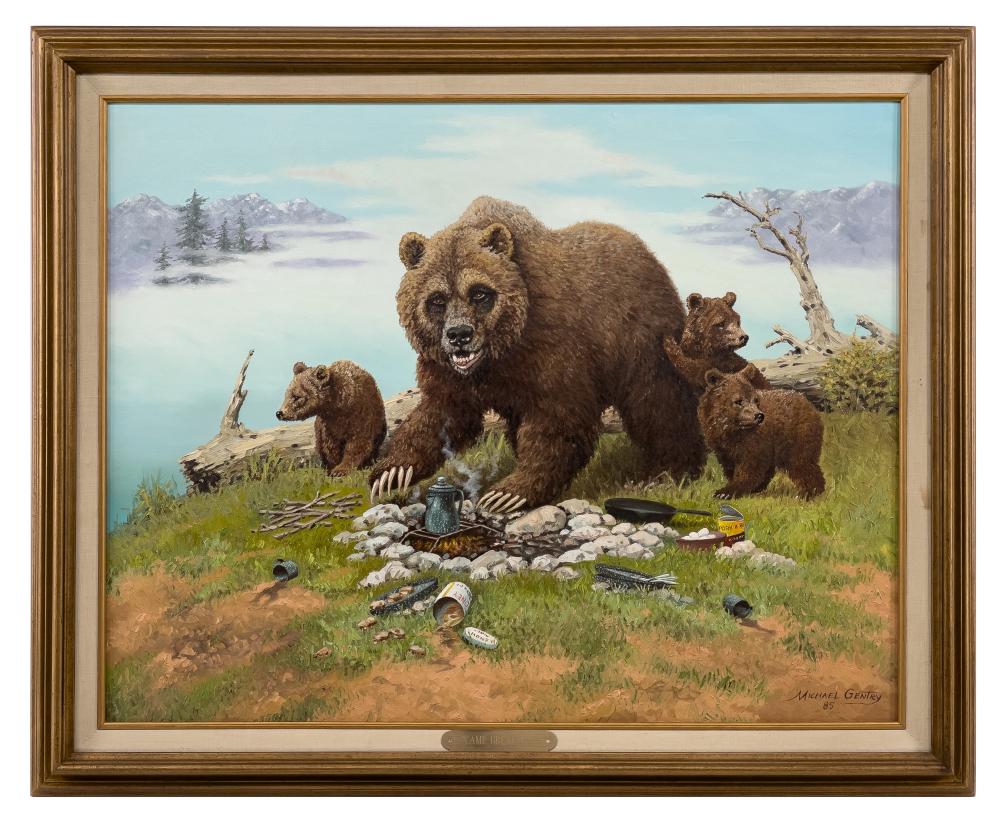 Michael Gentry comparable auction result: michael gentry camp breakers oil on canvas