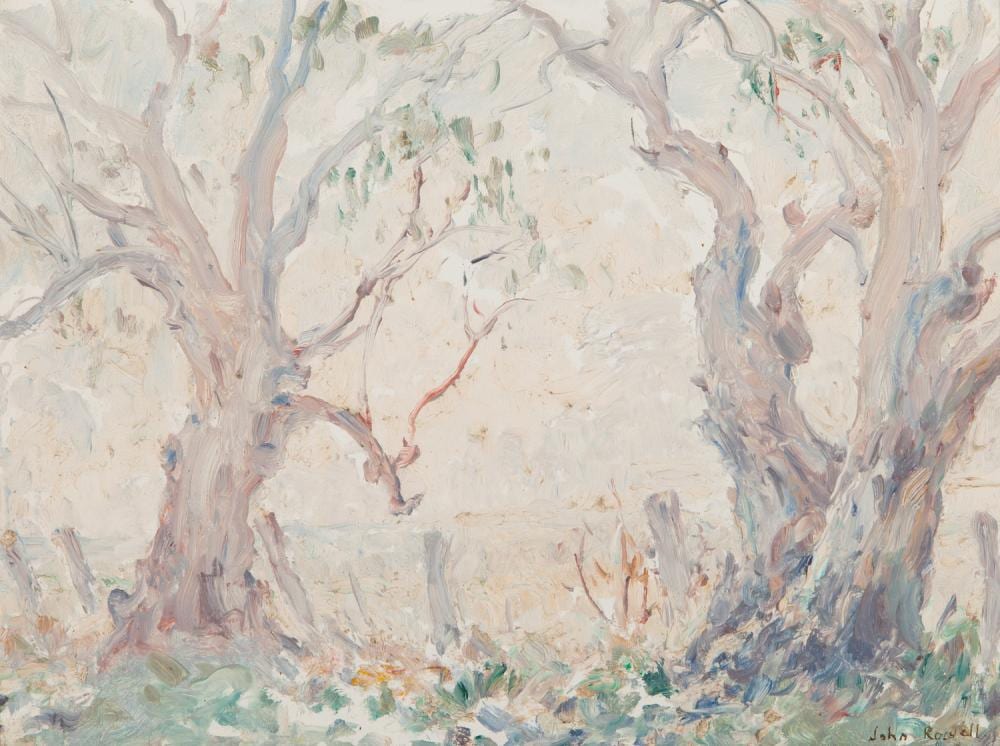 john thomas nightingale rowell misty morning oil on board · GFL Fine Art · 2024-10-16 John (1894) Rowell comparable auction result: john thomas nightingale rowell misty morning oil on board