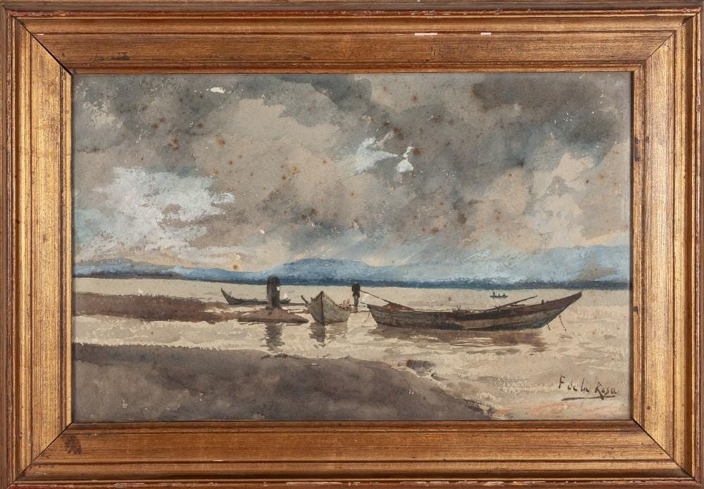 Fabian de la Rosa comparable auction result: fabian de la rosa san fernando de paco manila 1869 quiapo manila 1937 boats by the shore