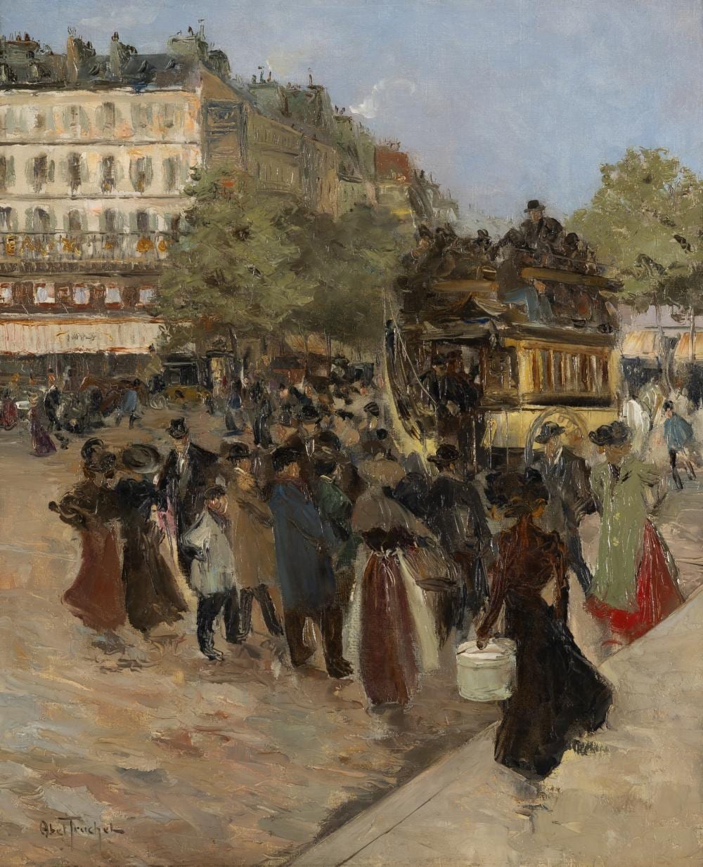 Louis Abel-Truchet comparable auction result: louis abel truchet french 1857 1918 l omnibus an carrefour rue de buci boulevard saint germain