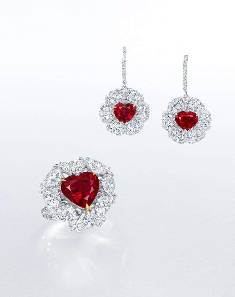 A Spectacular Set Of Ruby And DIAMOND JEWELLERY. comparable sale